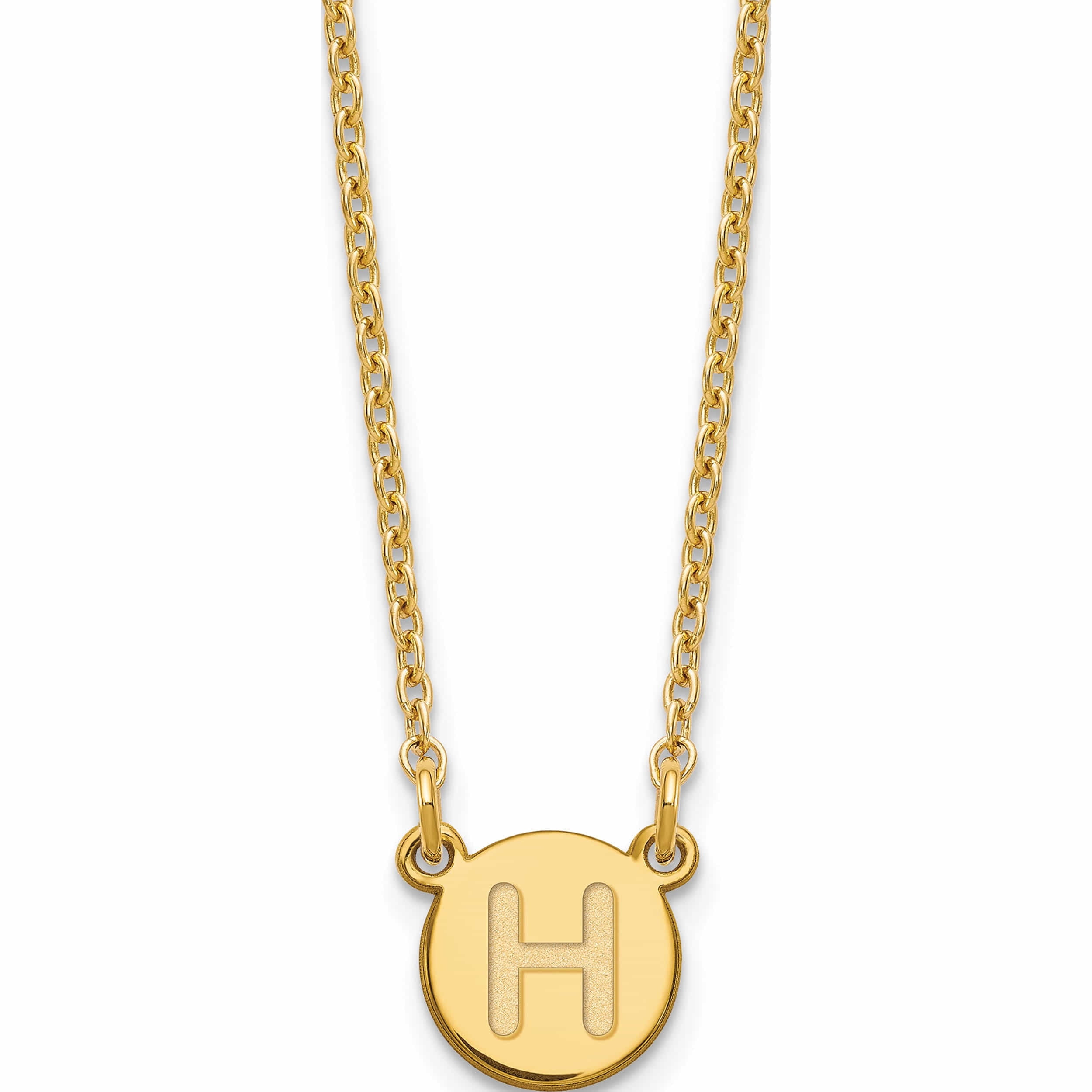 Ss/Gold Plated Sterling Silver GoldPlated Tiny Circle Block Letter H