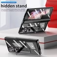 thumbnail image 6 of MonsDirect for 7.6 inch Samsung Galaxy Z Fold 3 5G 2021 Case with S Pen & S Pen Holder, Two Hinge Protection Plating Frame PC Cover, Shell Membrane Integrated Case with Stand & Lens Protection, Black, 6 of 7