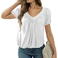 thumbnail image 6 of Fgnfyis T Shirts for Women Women's Casual Summer T Shirts Short Sleeve V Neck Tops Womens Tops White XXL, 6 of 8
