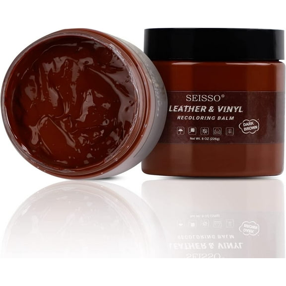 DEWEL Brown Leather Recoloring Balm, Leather Recolor Renew Restore Repair Cream Kit for Faded Aged Leather Vinyl Couches Car Seats Boots Furniture Leather Dye-Set of 7