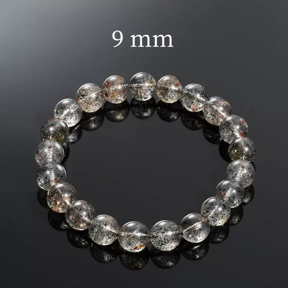 Flyshop Jewelry Natural Black Strawberry Crystal Bracelet, Black Super Seven (Bead Dia. 9mm)