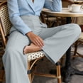 thumbnail image 5 of Cmfcve Women Wide Leg Pants High Waisted Business Casual Work Trousers Dressy Pants with Pockets Pleated Straight Leg Trousers Pant, 5 of 8
