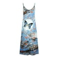 thumbnail image 5 of SMihono Robe Maxi Bohème d'Été pour Femmes Grande Taille Mode Femme Bretelles Taille Mi-Haute Col en V Sans Manches Rayée Imprimée Robe Longue de Plage, 5 of 5