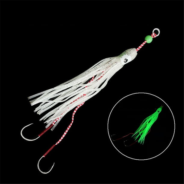 Silicone Fishing Lure Set Luminous Squid Skirts Soft Lure Bent Hook For Sea  Rod 
