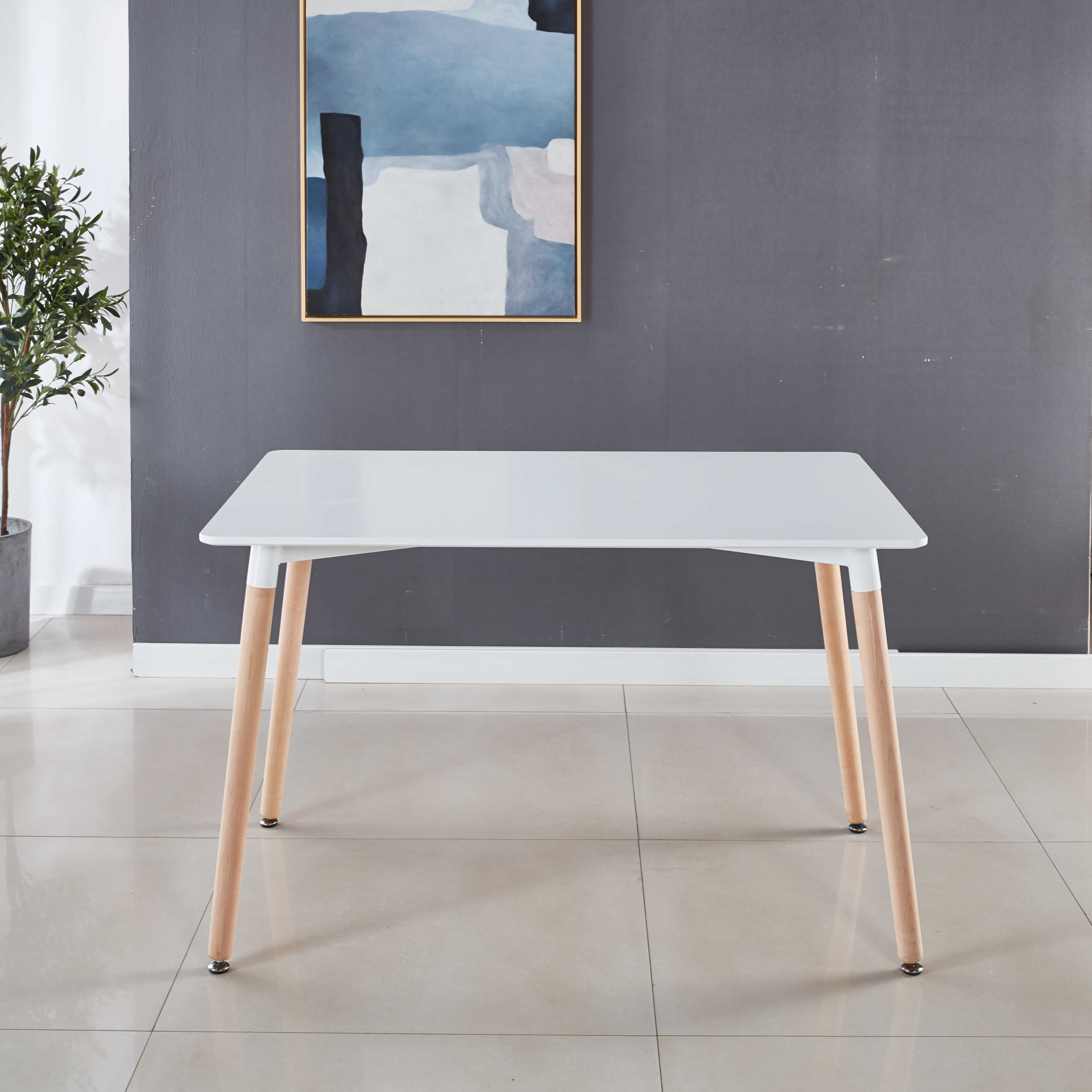 MAYEERTY Modern Square Extendable Dining Table Metal Leg Black