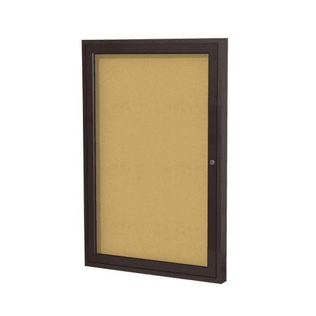 1 Door Enclosed Natural - PB12418K 24-Inch x 18-Inch 1-Door Bronze Aluminum Frame Enclosed Bulletin Board - Natural Cork