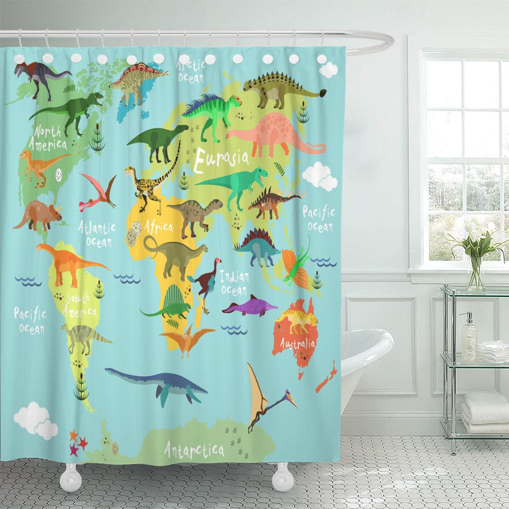 Details about   Dinosaur Ancient Animals Bathroom Waterproof Fabric Shower Curtains & Hooks 