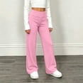 thumbnail image 6 of NEBWOAK Little Girls Wide Leg Lounge Pants High Rise Elastic Waist Comfy Palazzo Pink,Size 5-6T, 6 of 9