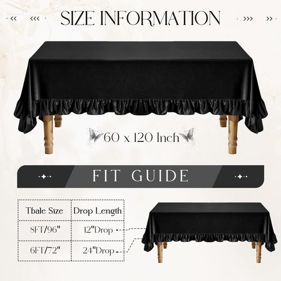Black Velvet Tablecloth 60 x 120 Inch