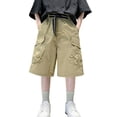 thumbnail image 2 of UACY Boys Cargo Shorts Baggy Casual Elastic Waist Knee Length Wide Leg Shorts Summer Trendy Outdoor Hiking Pants ﻿, 2 of 6