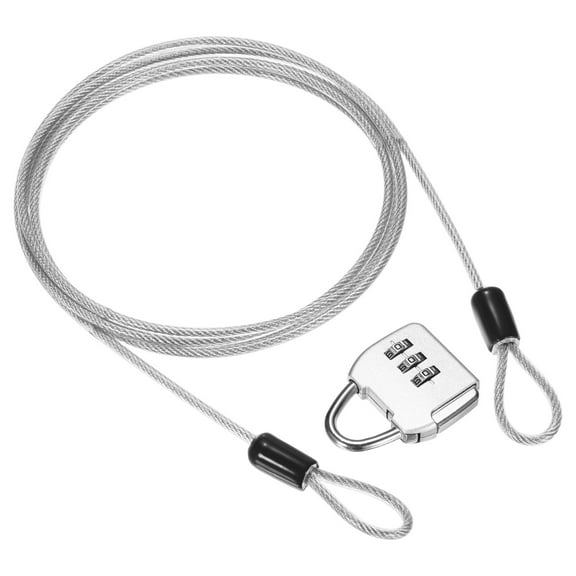 Uxcell 1-Set Security Cable Lock, 6.56FT Coated Steel Luggage Lock Wire Rope with 3 Digit Combination Lock Cut-Resistant Cable [Silver]