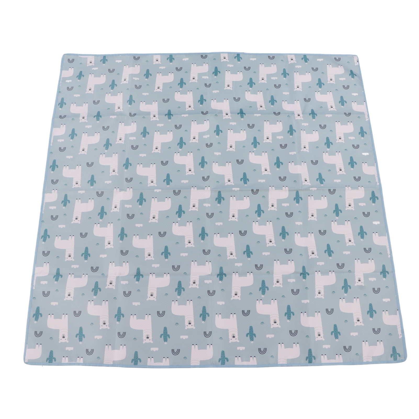 NFTIGB Extra Large Padded Play Mat Blue Reversible Foldable Waterproof Baby Crawling Mat for Infant (43.3 inches / 110 cm)
