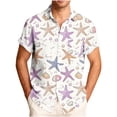 thumbnail image 2 of Gamivast Men's Button Down Shirts Short Sleeve Nautical Fish Starfish Print Beach Tops Summer Vacation Hawaiian Tee Breathable Soft Casual, 2 of 6