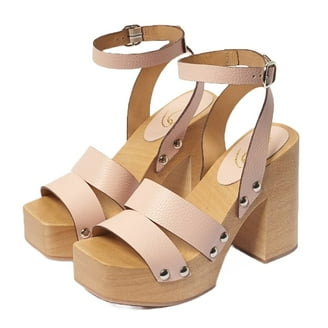 Sam Edelman Hilda Mustard Buckle Slingback Wood Horse Bit Clogs