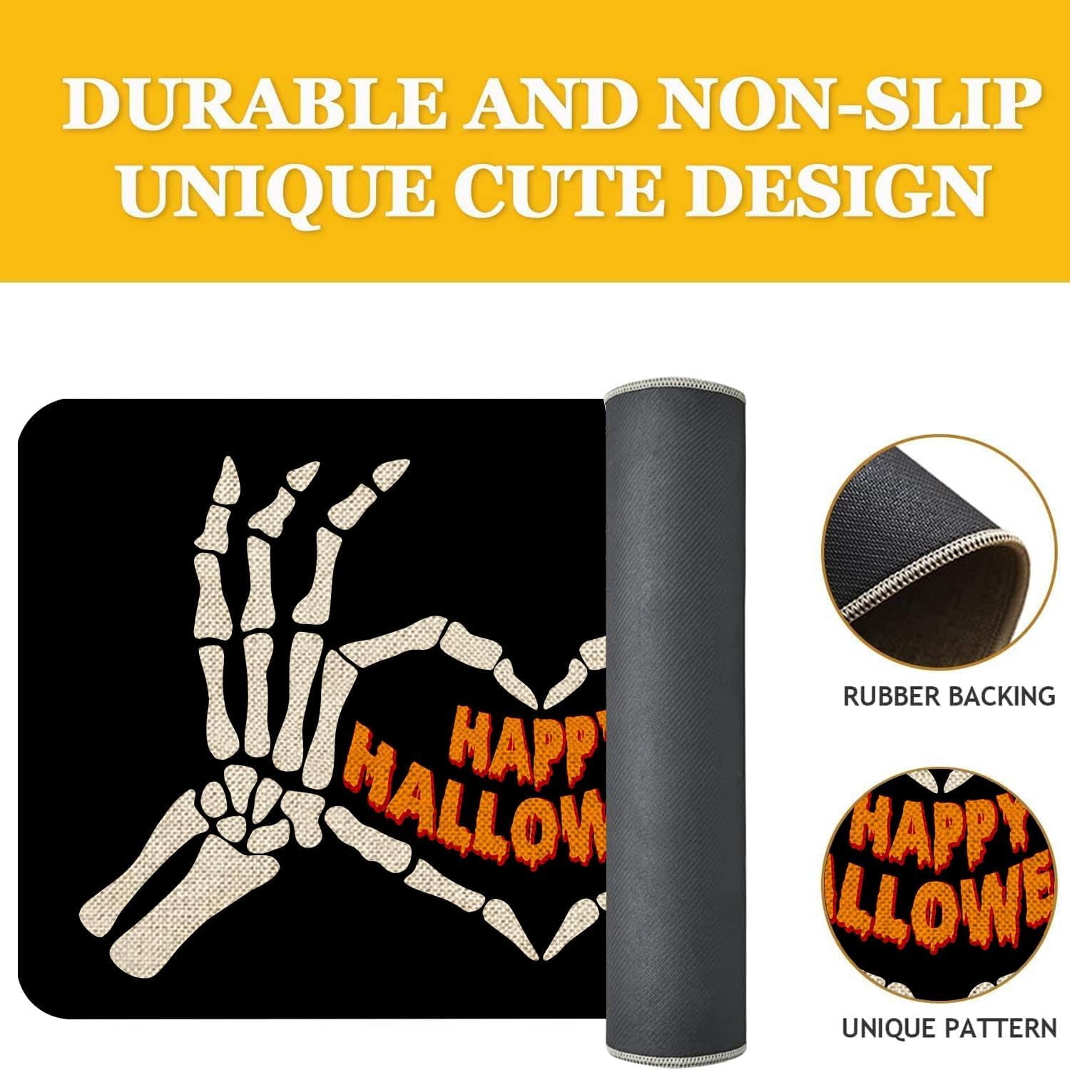 Baiheyi Halloween Black Doormat, 17" x 30", Non-Slip
