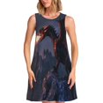 thumbnail image 1 of Fotbe Fire Breathing Dragon Twilight Vestido de Verano sin Mangas para Mujer – Vestido Midi Línea A, Estilo Camiseta Floral, Vestido Playero Casual y Fluido, 1 of 7