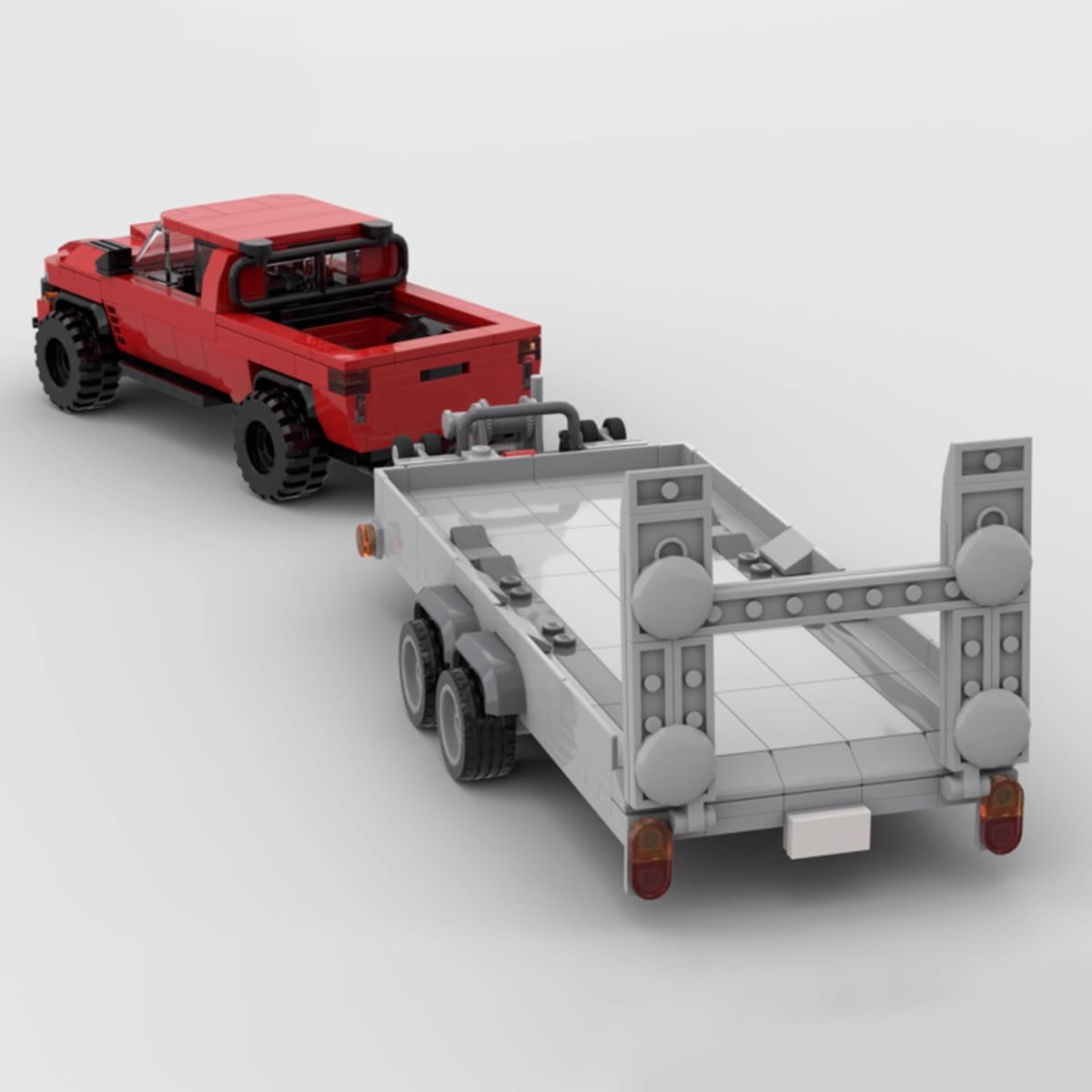 CNV Dodge Ram 1500 TRX with Trailer Building Kit, Red Off-Road Pickup Truck Model, Collectible Vehicle Building Bricks Toy for Boys