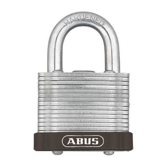 Keyed Padlock, Open, Rectangular Steel Body, Hardened Steel Shackle, 3/4 in W
