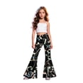 thumbnail image 2 of Pants for Girls 14-16 Flare Dress Pants Rock Guitar Music Note Print Flare Pants, High Waist Stretch Retro Bell Bottom Stage Performance Bootcut Trousers Back To School Clothes Multicolour, 2 of 5