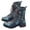 Blue, variant on Fesfesfes Black Platform Boots for Women Printed Embroidered Boots Over Feet Round Toe Chunky Ankle Boots 8(39)