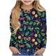 thumbnail image 2 of Blusas y camisas de manga larga con cuello redondo Camisas con estampados de manga larga Cuello redondo lindo Blusas casuales elegantes Ropa Camisas de cuello redondo Niña Top de poliéster, 2 of 5