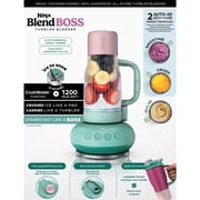 Ninja BlendBOSS 24-Oz Personal Blender, for Smoothies & Frozen Drinks, Travel Tumbler with LeakProof Lid and Chug Spout, Auto-iQ Technology, 1200 Peak Watts, DB300MT Mint Cotton Candy
