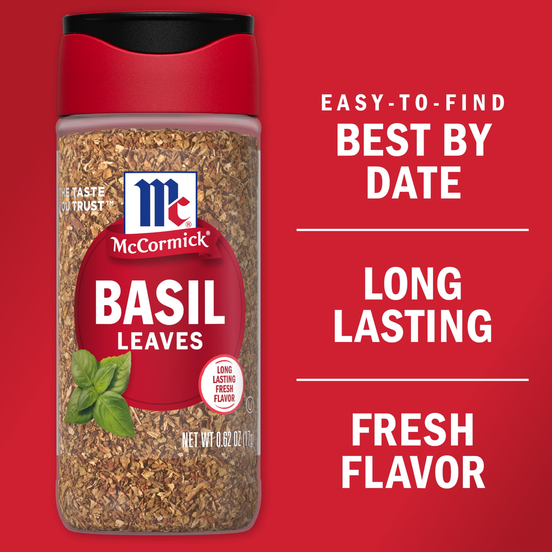 (3 pack) McCormick Kosher Basil Leaves, 0.62 oz Bottle