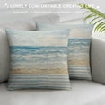 thumbnail image 3 of Beach Coastal Decorative Pillow Cover ONLY for Couch, Sofa, or Bed, Light Blue Tan Taupe Color Blocked Stripe,, 3 of 5