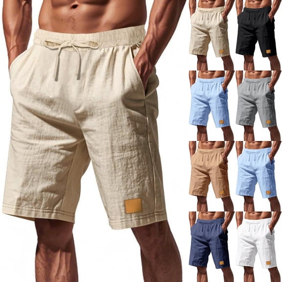 Men's Beach Bermuda Shorts 9 Inch Inseam Textured Lightweight Drawstring Summer Casual Short Pants with Pockets for Outdoor Vacation Travel Tropical Cruise