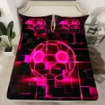 thumbnail image 2 of Erosebridal Red Football Queen Sheet Sets,Modern Geometric Grid Bedding Queen Size,Pink Glowing Neon Light Bed Sheets Set Queen Size For Teens,Breathable Room Decor，4pcs, 2 of 8