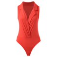 thumbnail image 3 of HBFAGFB Combinaison Femme Col à Revers Col en V Profond Plissé Vintage avec Bas Triangle Rouge Taille P, 3 of 4