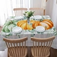 thumbnail image 5 of Sage Green Orange Fall Rectangle Tablecloths 60x104,Pumpkins Eucalyptus Thanksgiving Grey Plaid Table Cloth Table Cover Indoor/Outdoor Tabletop Decor for Wedding Holiday Party Dinner Baby Shower, 5 of 7