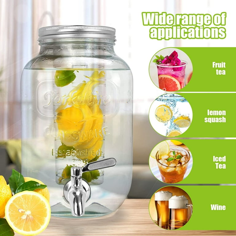 Glass Beverage Dispenser With Stainless Steel Gallon