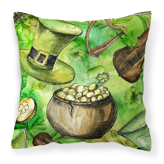 Carolines Treasures BB5755PW1414 Luck of the Irish Fabric Decorative Pillow, 14Hx14W, multicolor