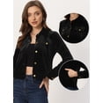 thumbnail image 2 of Chaqueta de Terciopelo Allegra K para Mujer con Bolsillo y Solapa Corta Manga Larga Botón Negro XL, 2 of 5