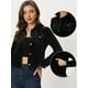 thumbnail image 2 of Chaqueta de Terciopelo para Mujer con Bolsillo y Solapa Chaqueta Corta de Manga Larga con Botón Negro S, 2 of 5