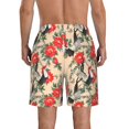 thumbnail image 3 of KLL Roosters And Peonies Flowers Men's Casual Summer Beach Shorts Hawaiian Shorts with Pockets-Medium, 3 of 5