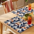 thumbnail image 4 of Navy Blue Burnt Orange Botanical Placemats Set of 12 Vintage Palm Leaf Place Mats Indoor Wipeable Table Mats Washable Cloth Dining Table Placemats for Kitchen Holiday Party Home Decor 13x19 Inch, 4 of 9