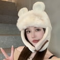 thumbnail image 2 of opolski Women Warm Earmuffs Ear-flapped Hat with Cute Ears Super Soft Ultra-Thick Winter Cold-proof Warm Plush Hat Black, 2 of 7