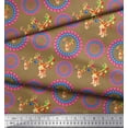 thumbnail image 3 of Soimoi Brown Georgette Viscose Fabric Circles & Elk Mount Face Print Fabric by the Yard 42 Inch Wide, 3 of 3