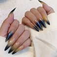 thumbnail image 4 of Silver Shimmer Fake Nails Wearable Long Gradient Fake Nail for Women and Girls Perfect Gift  Glue Models XZ230, 4 of 8