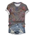 thumbnail image 4 of Cilsoka Trendy Shirts for Women Short Sleeve, Womens Summer Short Sleeve Tops Floral Printed T Shirts Casual Basic Graphic Tees, Floral Print Tshirts, 4 of 5