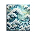 thumbnail image 2 of Pearl Diamond Art Kit 10 X 10 Inch Nautical Wave Canvas Wall Art Coastal Wall Decor Adult Craft Kit for Home Office Desk Display 1 Pack, 2 of 6