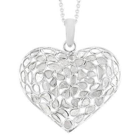 Shop LC White Diamond Heart Engagement Necklace Pendant 925 Sterling Silver Platinum Plated Wedding Jewelry Anniversary Birthday Gifts For Women 20" Cttw 4.5 H-I Color I3 Clarity