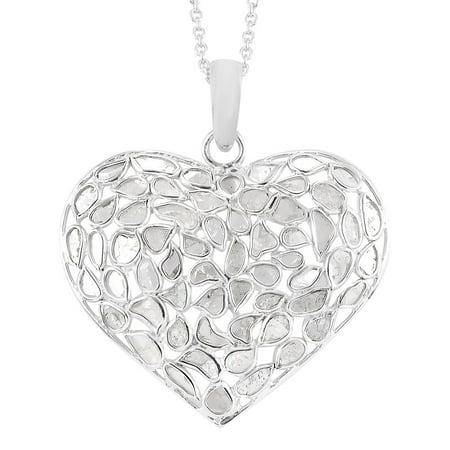 Shop LC White Diamond Heart Engagement Necklace Pendant 925 Sterling Silver Platinum Plated Wedding Jewelry Anniversary Birthday Gifts For Women 20" Cttw 4.5 H-I Color I3 Clarity