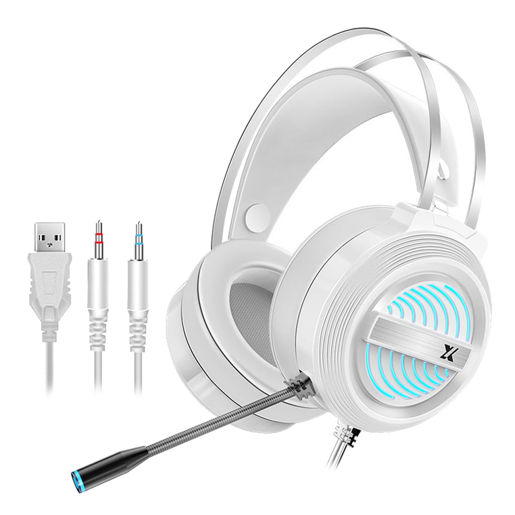X9 Usb 3 5mm Gaming Headset With Mic 7 Led For Ps4 Pc Laptop White Walmart Com