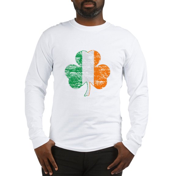 CafePress - Vintage Irish Flag Shamrock Long Sleeve T Shirt - Unisex Cotton Long Sleeve T-Shirt