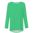 thumbnail image 4 of Sevevn Women's Solid T-shirt Long Sleeves Blouse Round Neck Casual Tops Mint Green XL Family Gifts, 4 of 5