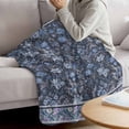 thumbnail image 3 of Navy Blue Floral Blanket Soft Cozy Warm Throw Blanket for Couch, Plush Fuzzy Flannel Fleece Blankets for Sofa, Ethnic Tribe Abstract Art Flowers Bed Blankets Lightweight Gifts for Women, 40"x50", 3 of 9