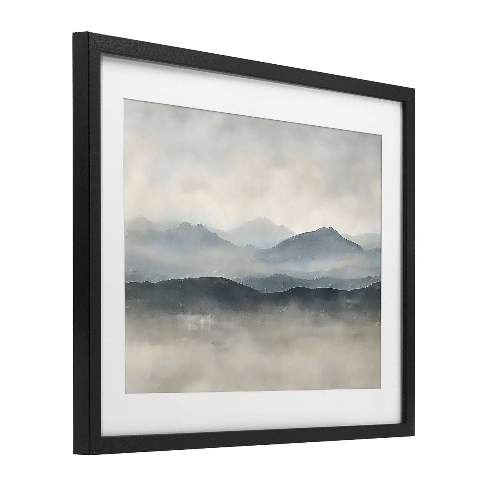 Stupell Industries Misty Muted Mountainscape Black Framed Print Under Glass, design by Riley B